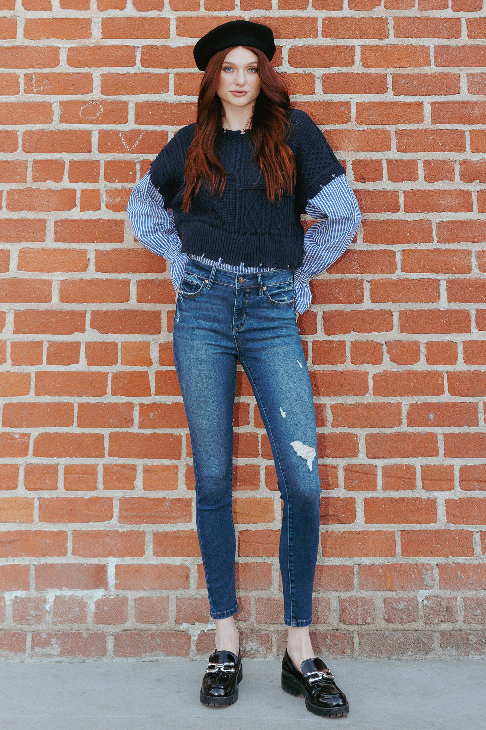 Wash Destructed Skinny Jeans-4