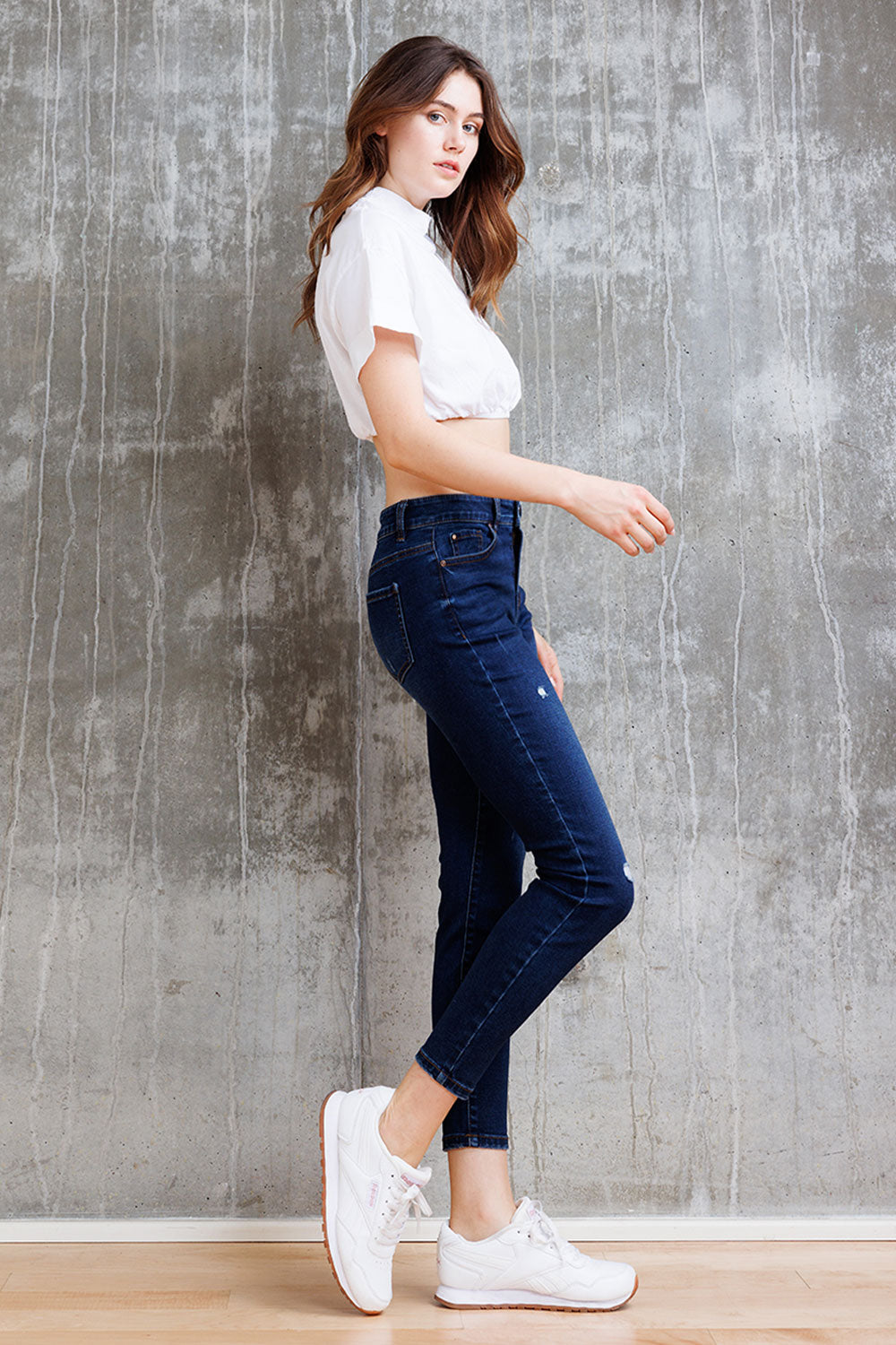 High Rise Destructed Skinny Jeans-4