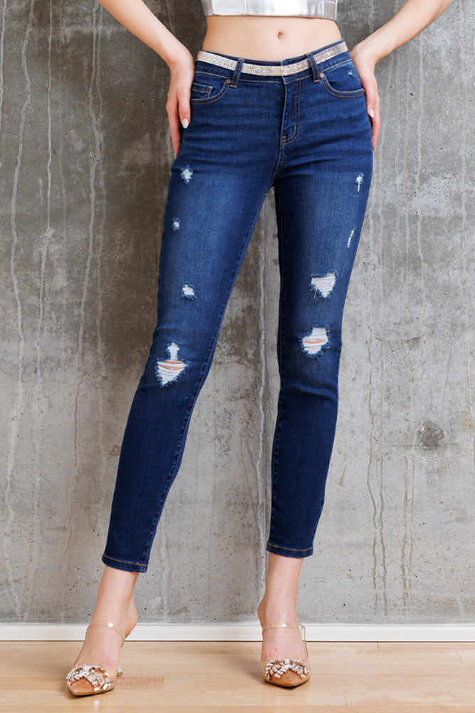 High Rise Destructed Skinny Jeans-4