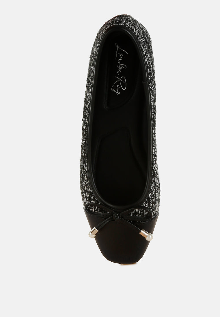Acino Boucle Pearl Bow Ballerinas-4