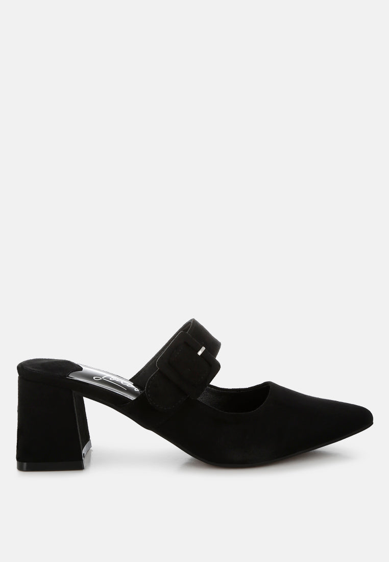 Amapola Buckle Strap Detail Microfiber Mules-5