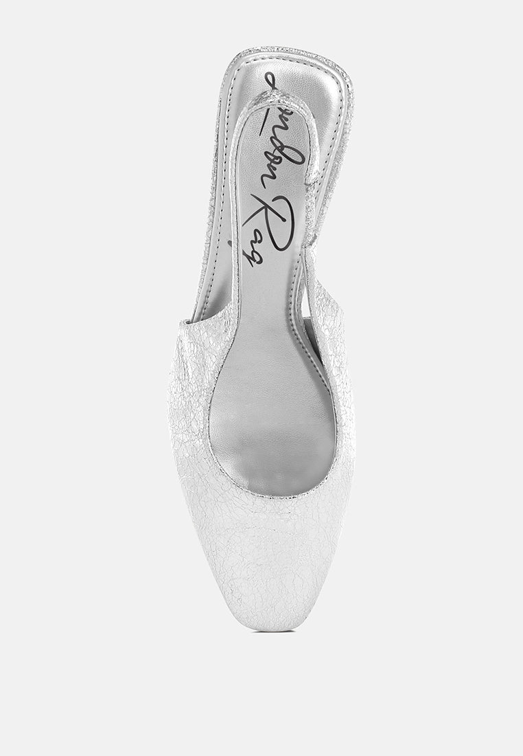 Amberin Crinkled Metallic Slingback Heels-4