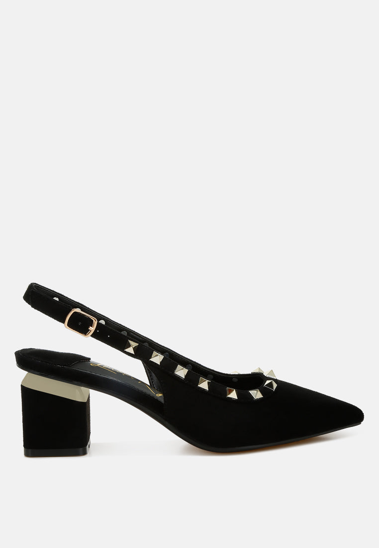 Ameya Stud Emebllished Microfiber Sandals-6
