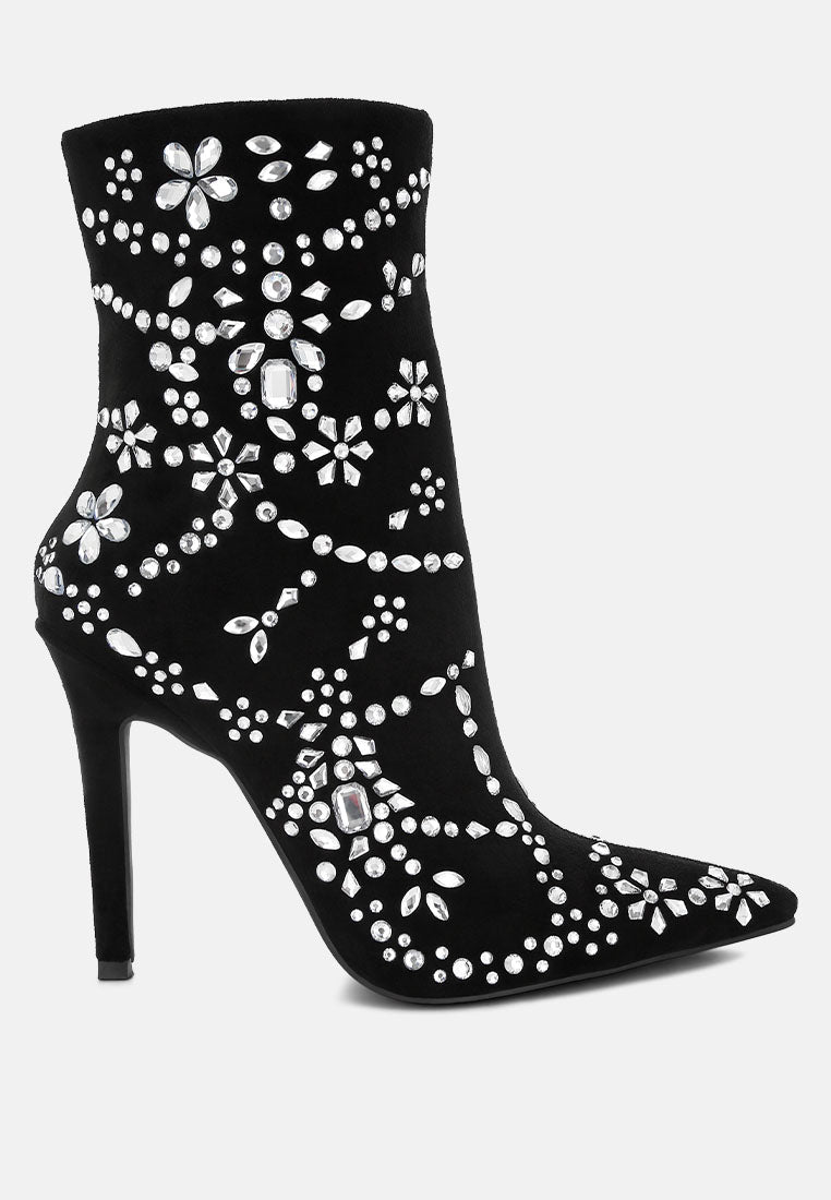 Dunari Diamante Embellished Microfiber Boots-5