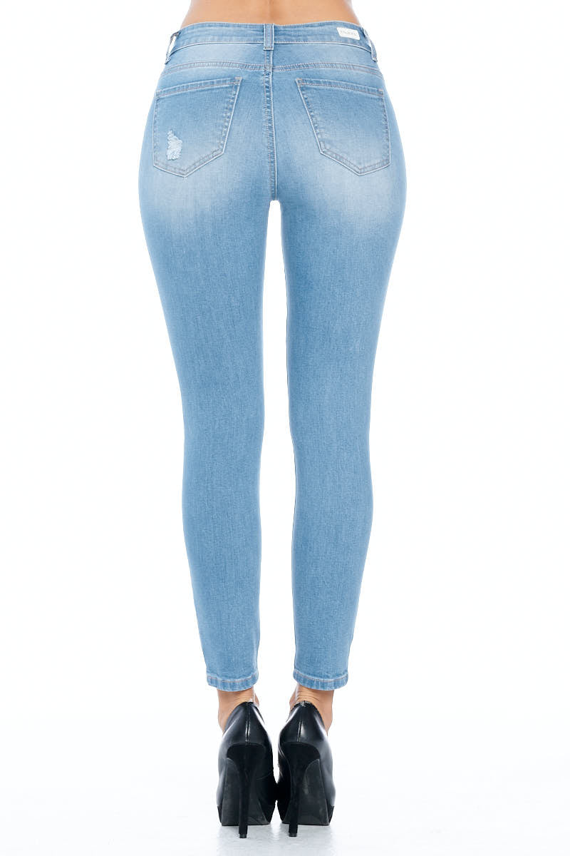 High Rise Destructed Ankle Skinny Jeans-4