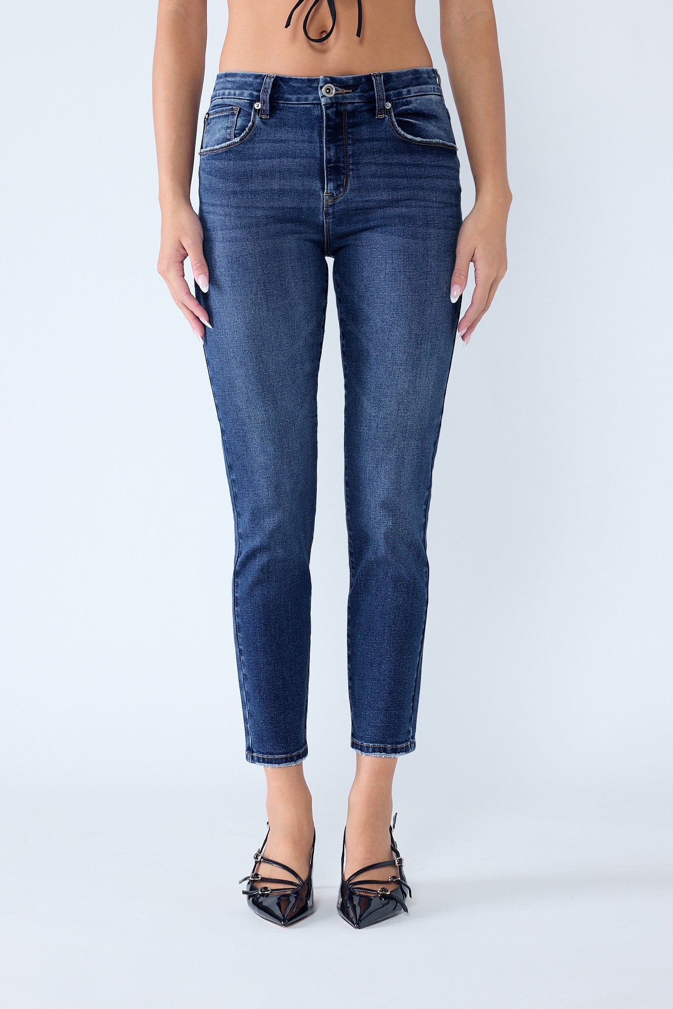 High Rise Stone Wash Classic Skinny Jeans-4