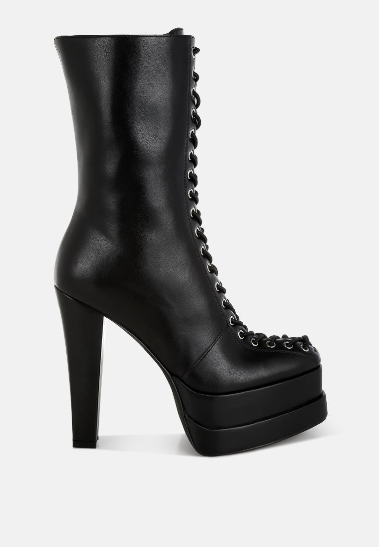 Sayal Faux Leather Lace Up Boots-5