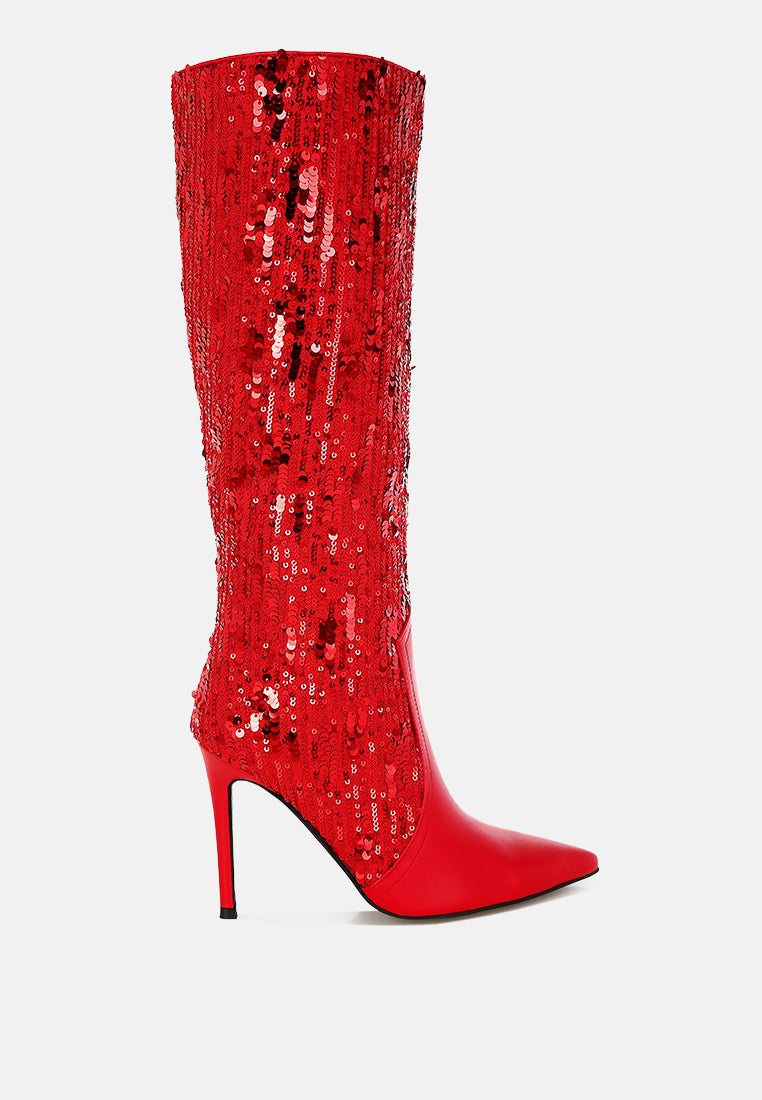 Sitarah Sequin Embellished Stiletto Long Boots-5