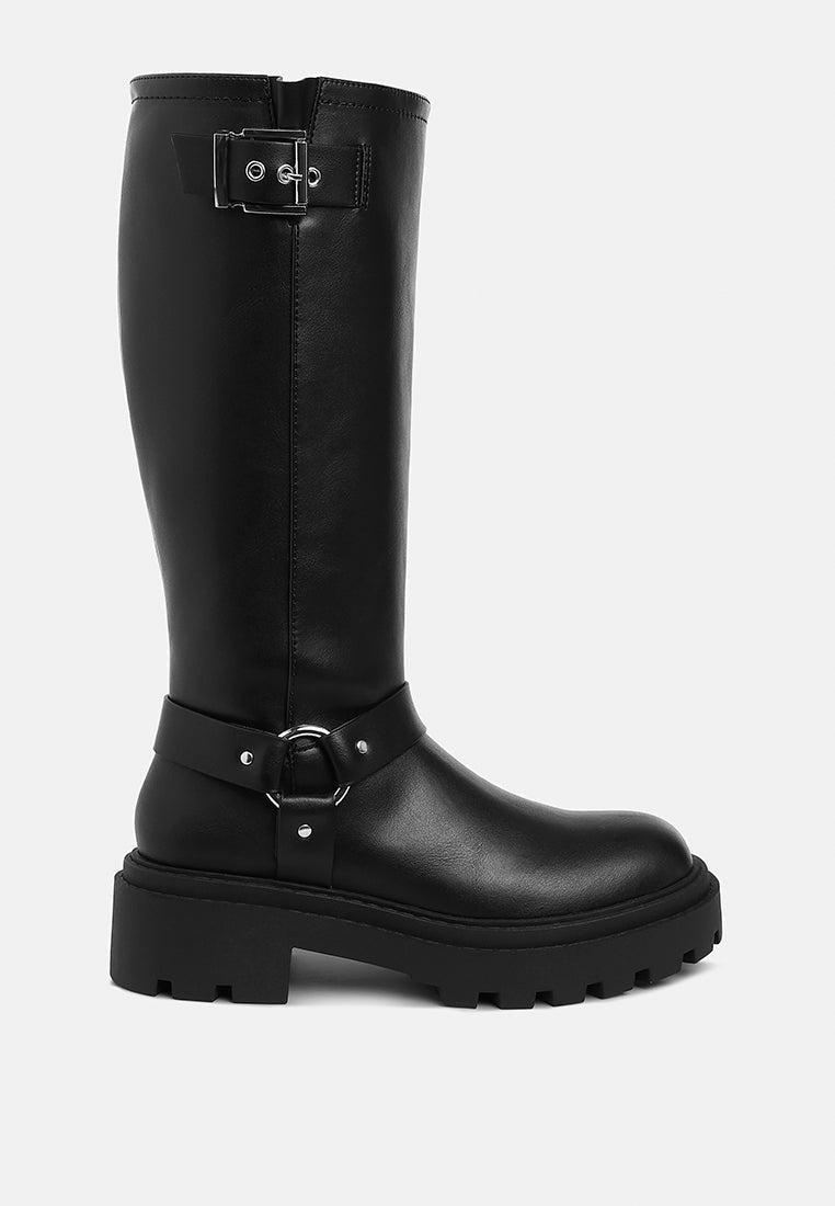 Taimen Harnes Detail Long Boots-6