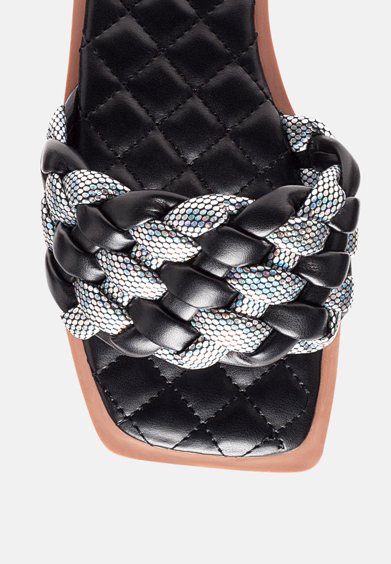 Allium Metallic Woven Strap Flats-4