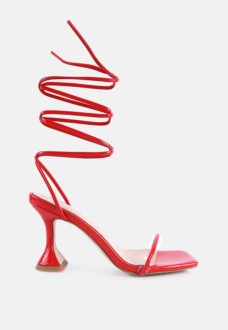 Biten Berry Spool Heel Lace Up Sandals-6