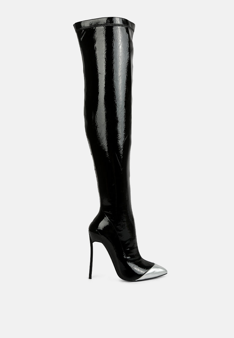 Chimes High Heel Patent Long Boots-6