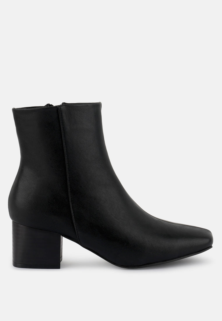 Davia Leather Square Toe Ankle Boots-5