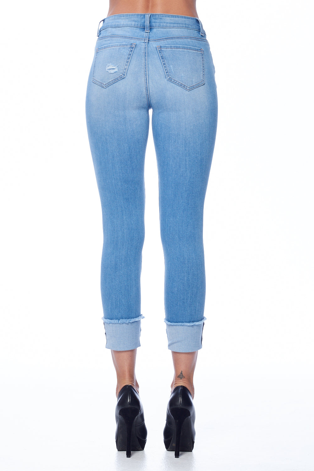 Mid Rise Destructed Ankle Skinny Jeans-4