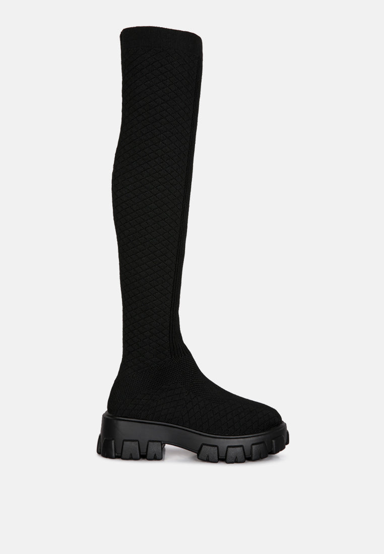 Loro Stretch Knit Knee High Boots-5