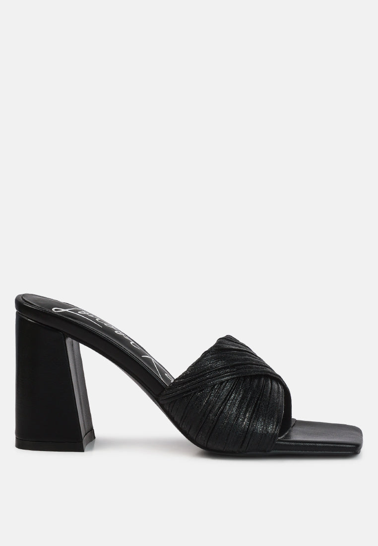 Salty You Crinkled Triangular Block Heel Sandals-6