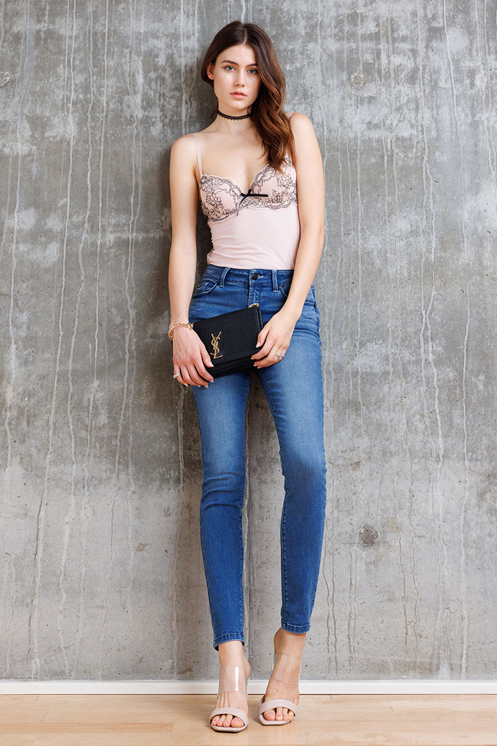 Mid Rise Destructed Skinny Jeans-3
