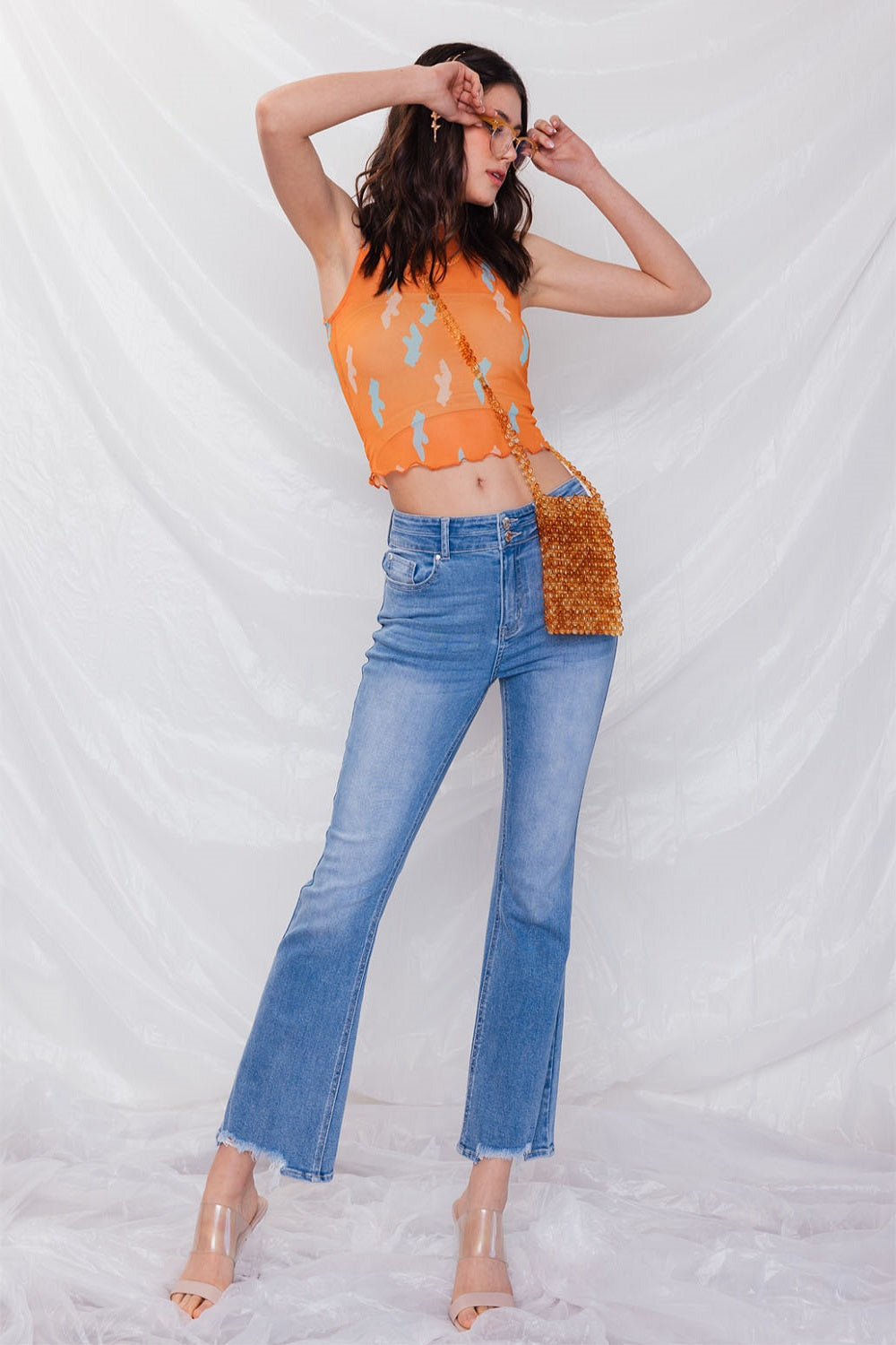 2 Button Mini Bootcut Jeans-0