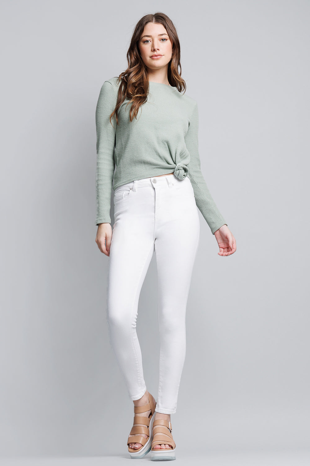 High Rise Ankle White Skinny Jeans-2