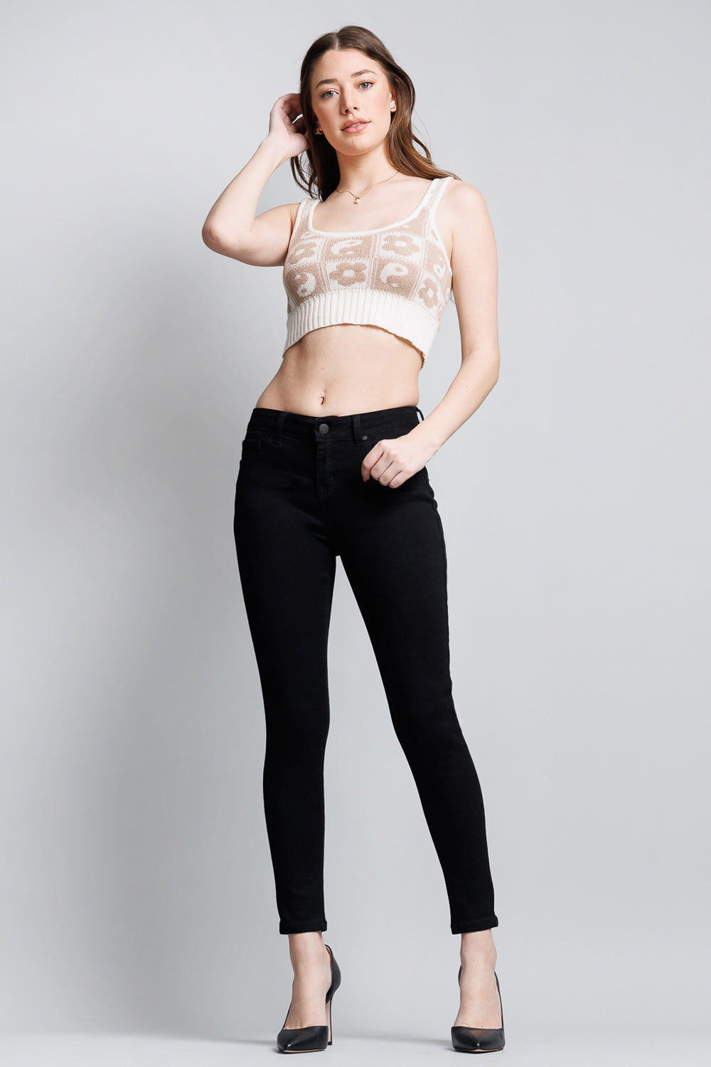 Mid Rise Push Up Ankle Skinny Jeans-2