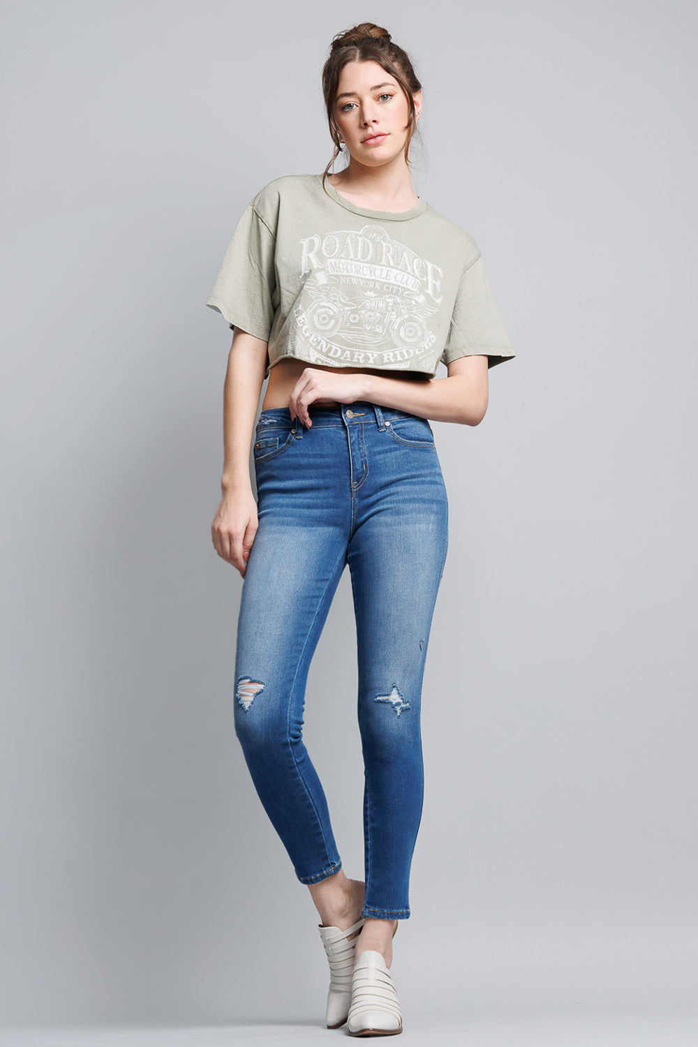 High Rise Destructed Skinny Jeans-3