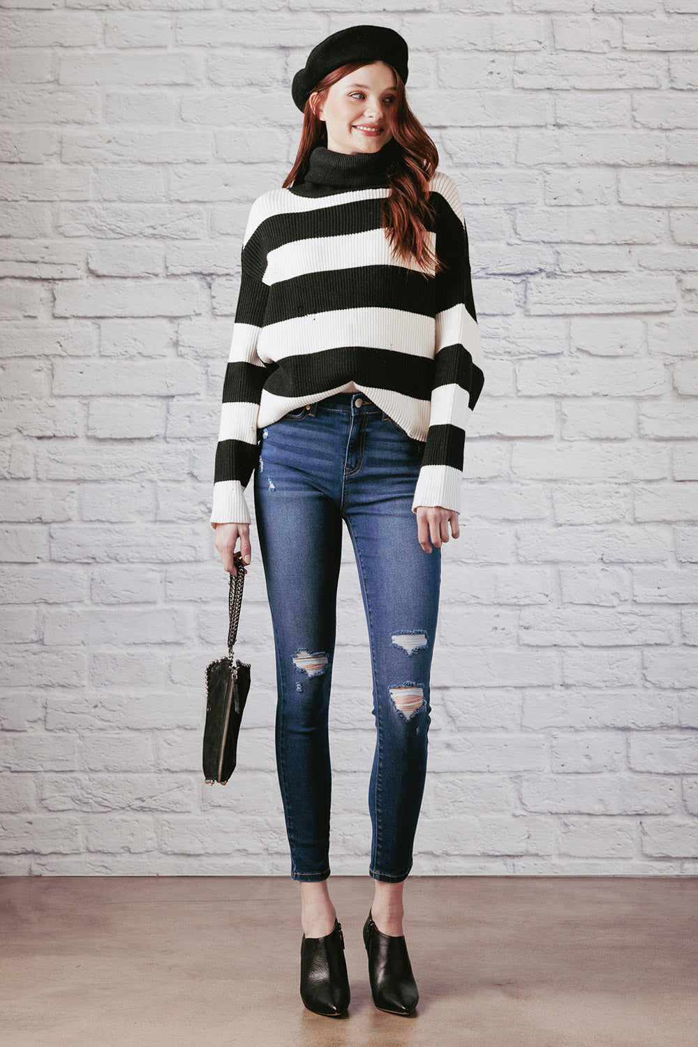 High Rise Destructed Skinny Jeans-4