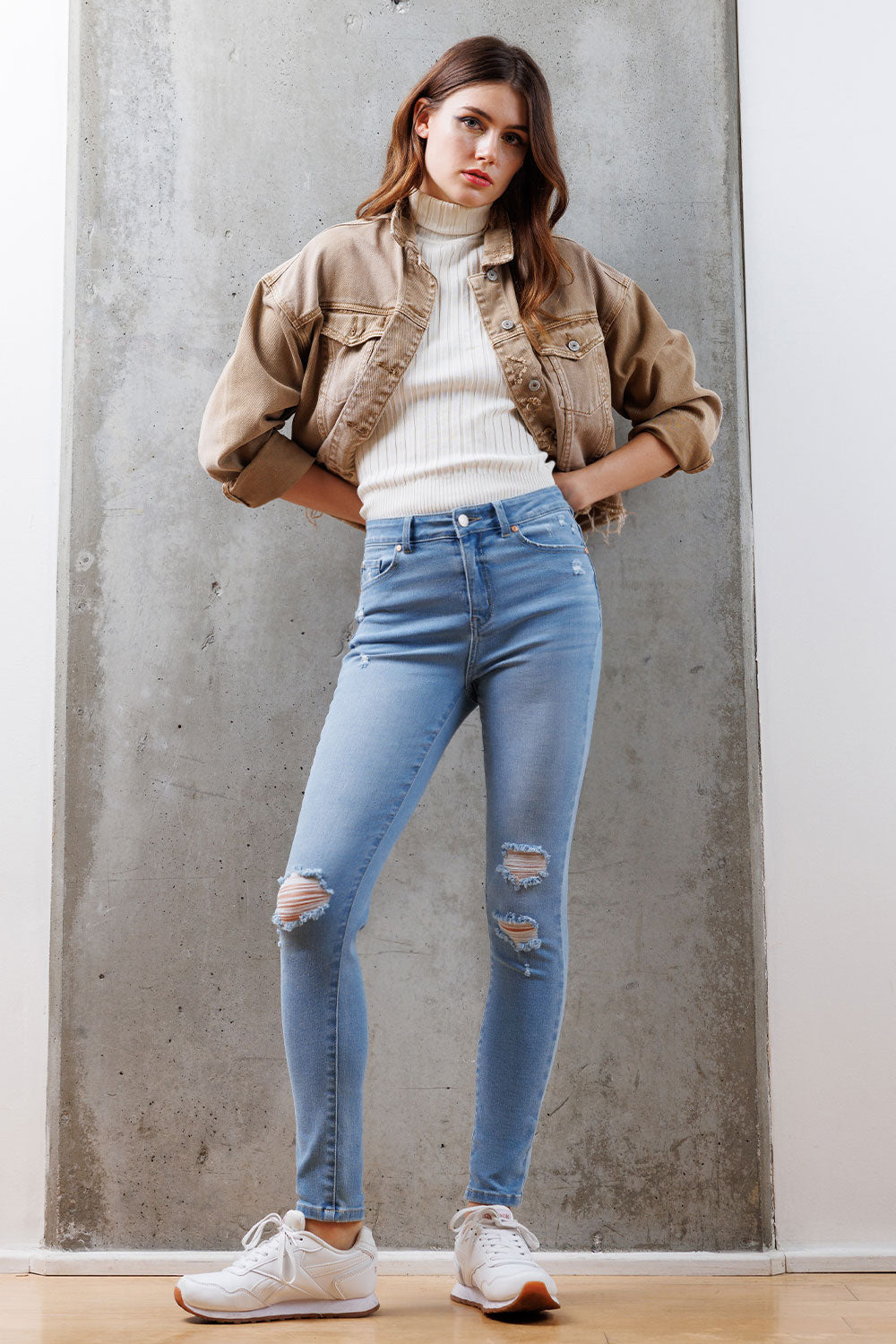 High Rise Destructed Skinny Jeans-2