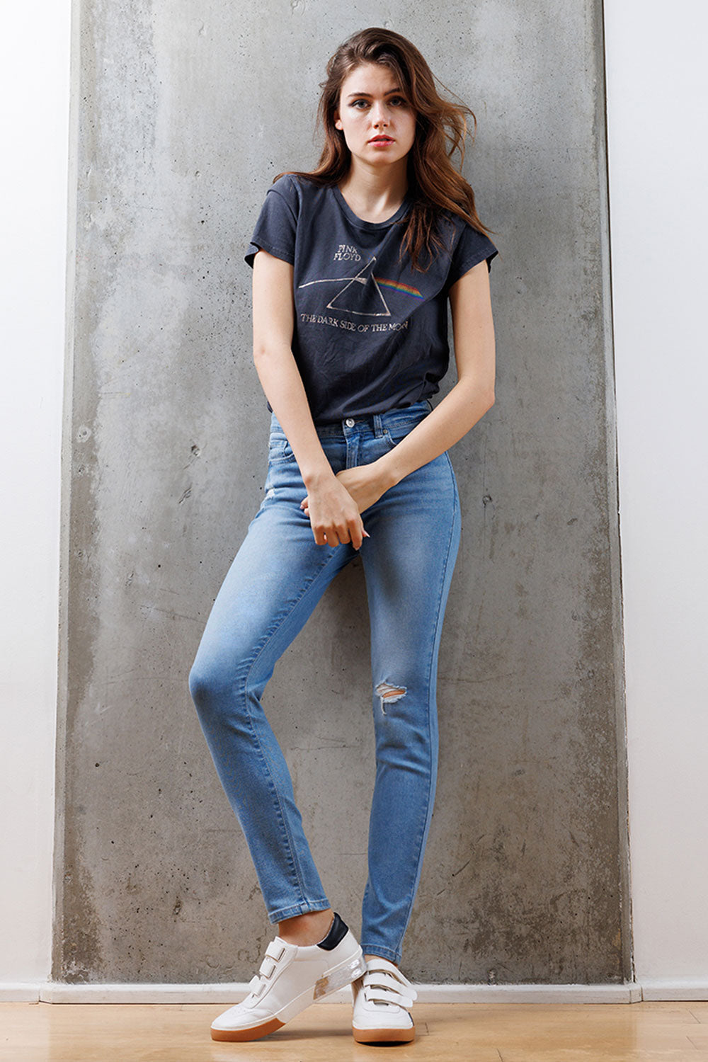 Mid Rise Destructed Skinny Jeans-0