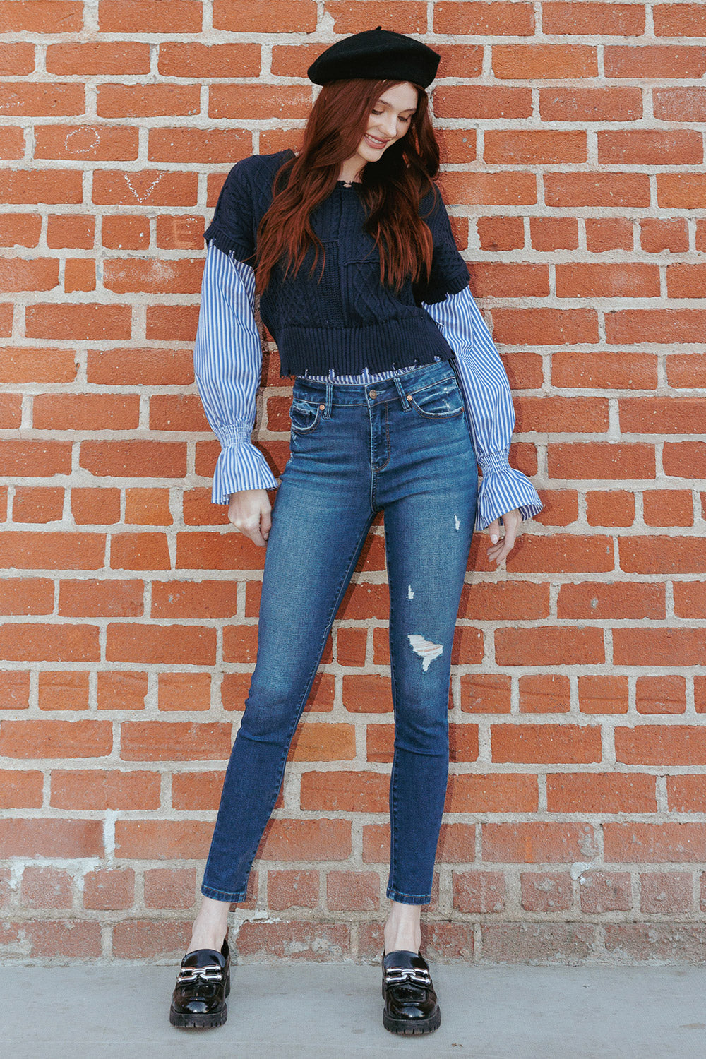 Wash Destructed Skinny Jeans-3