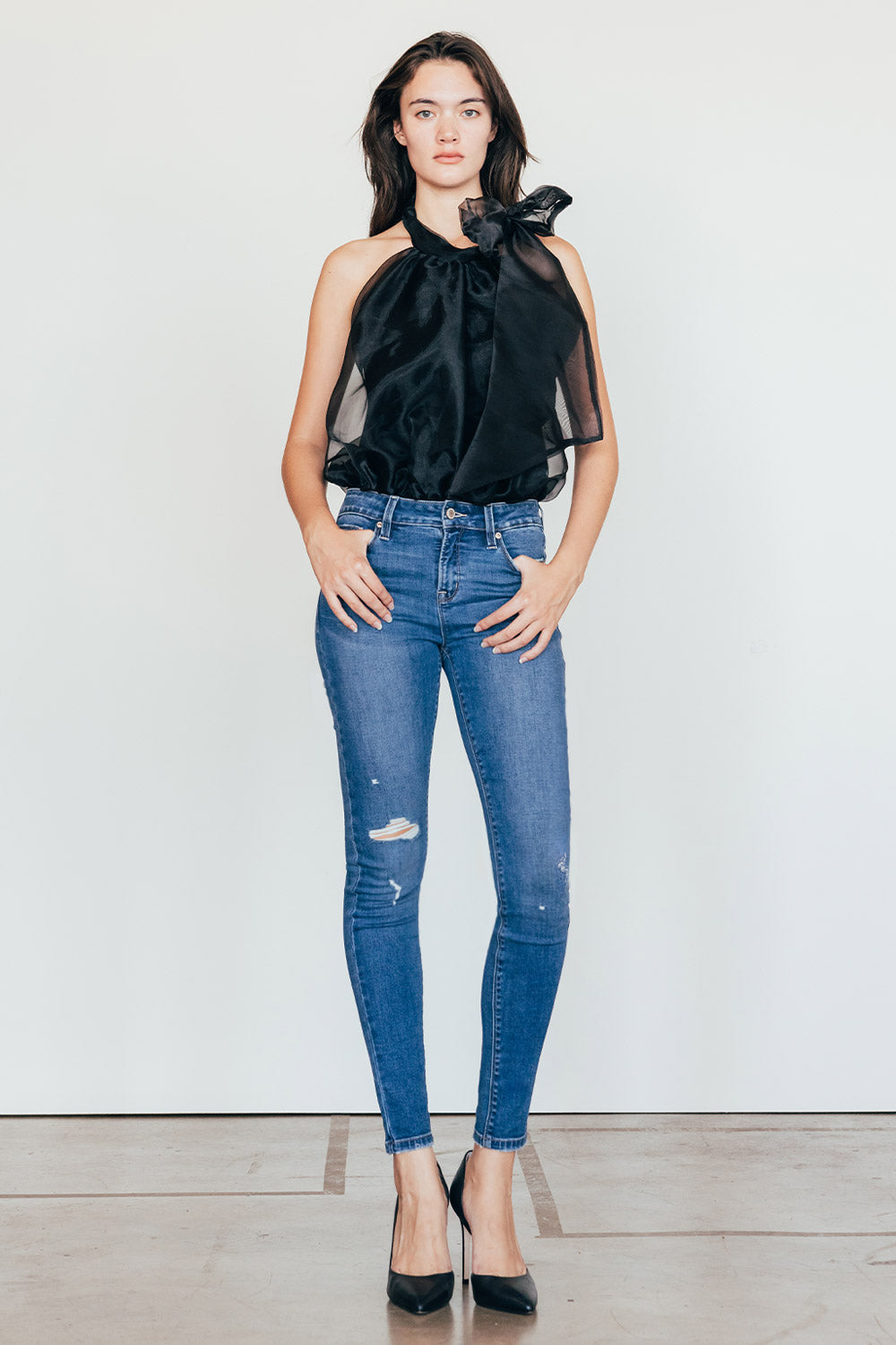 Destructed Ankle Skinny Jeans-0