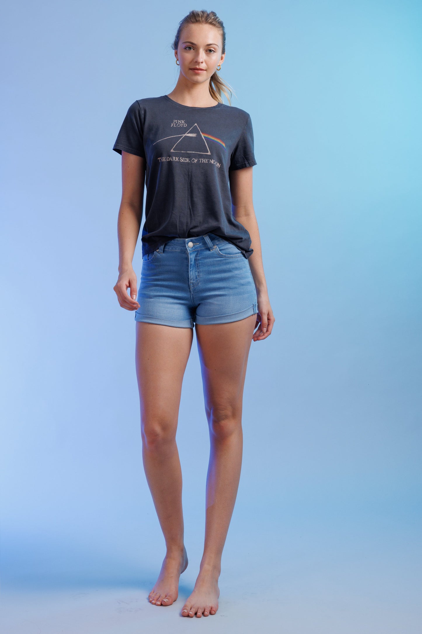 High Rise Cuffed Denim Shorts-4