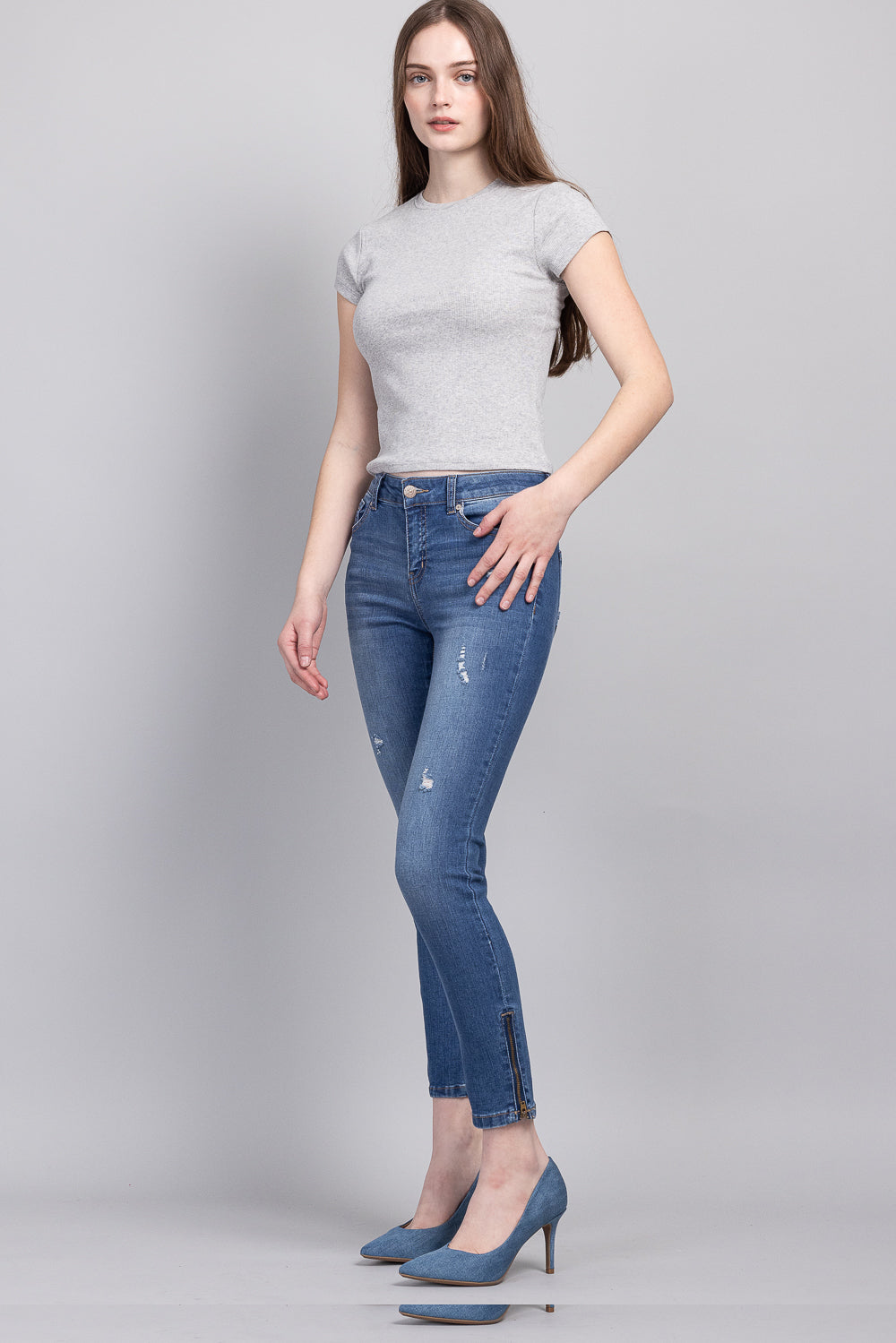 Mid Rise Ankle Skinny Jeans-1