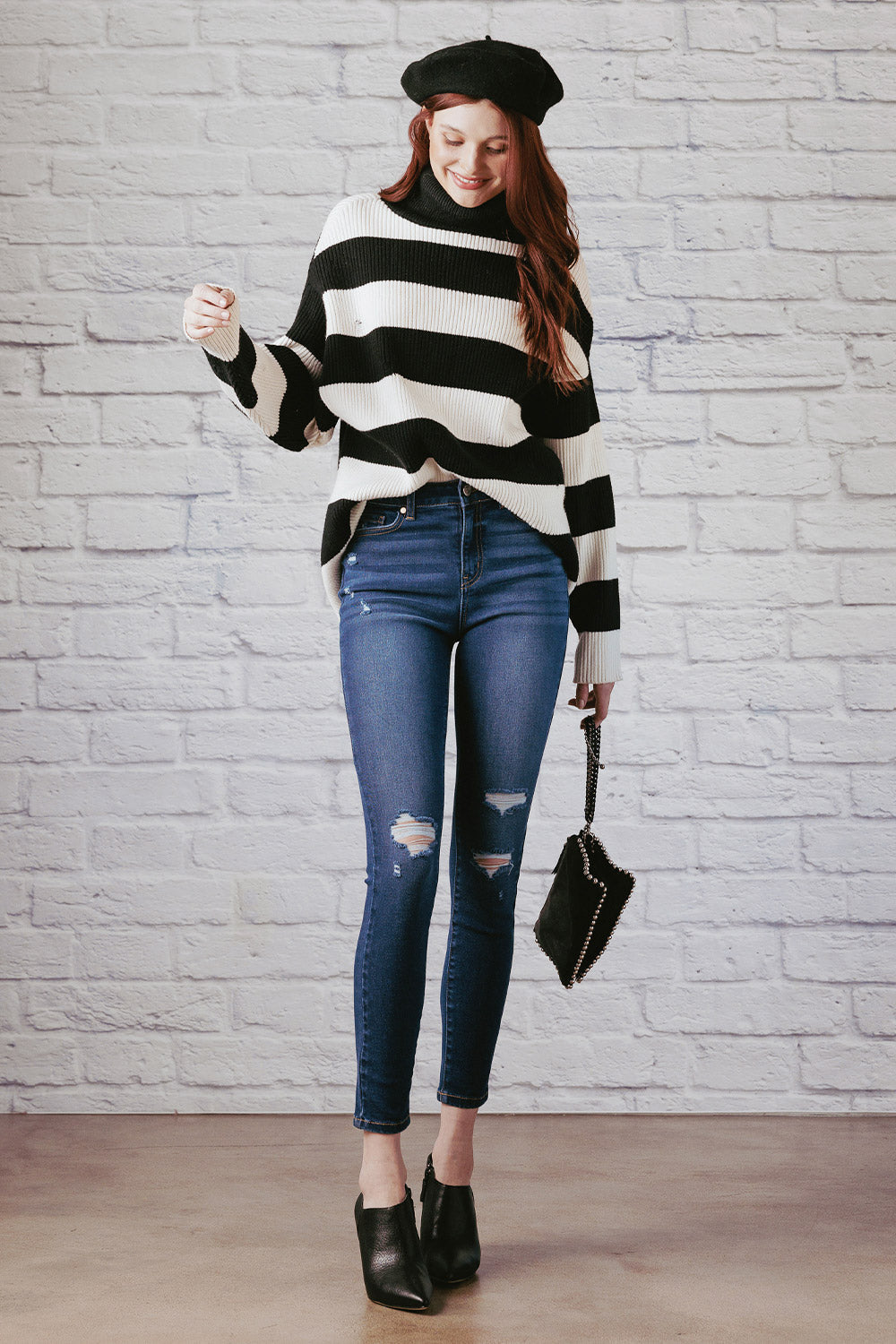 High Rise Destructed Skinny Jeans-0