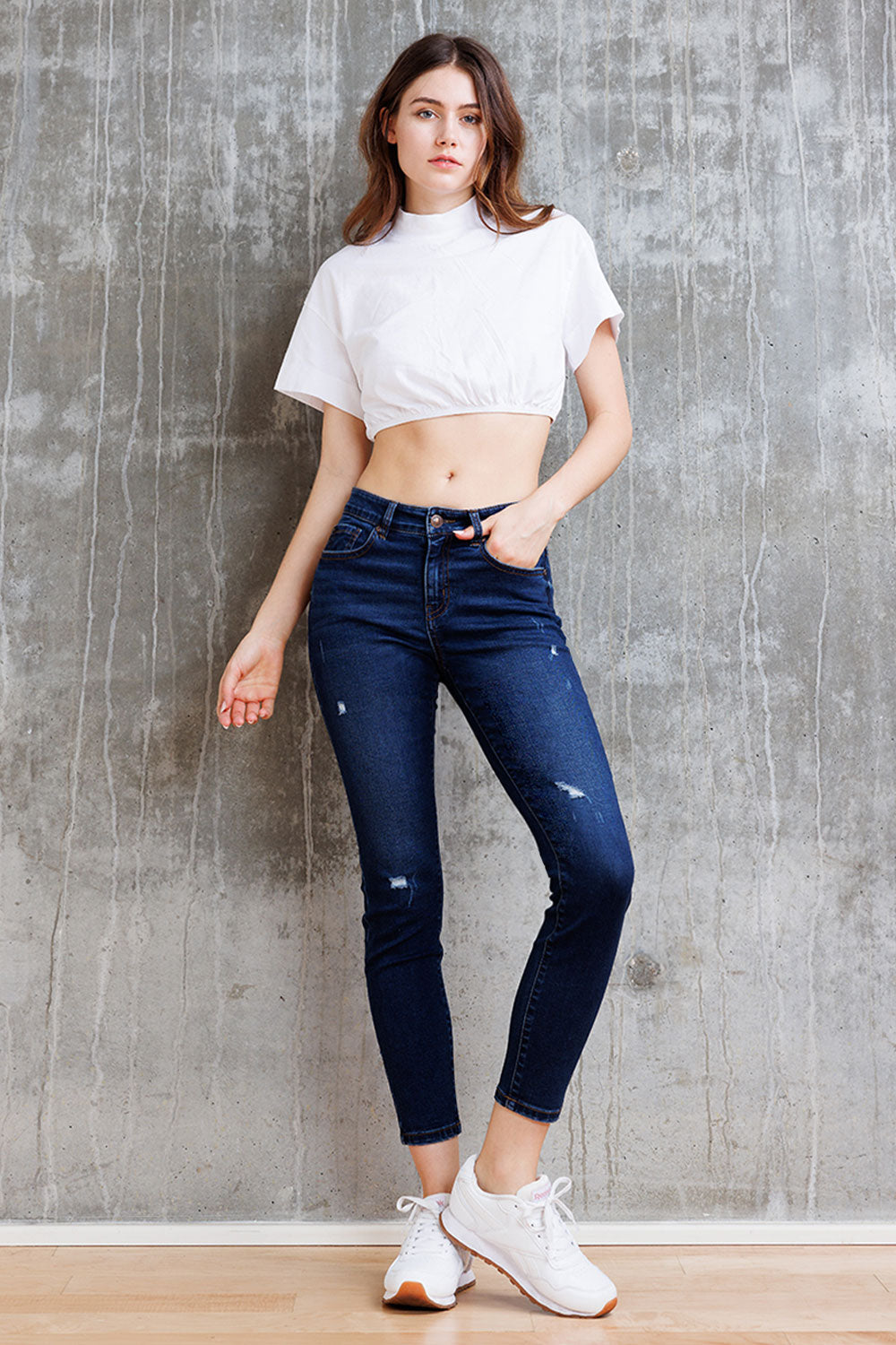High Rise Destructed Skinny Jeans-0