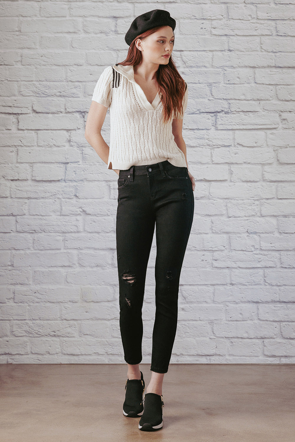Destructed Ankle Skinny Jeans-0