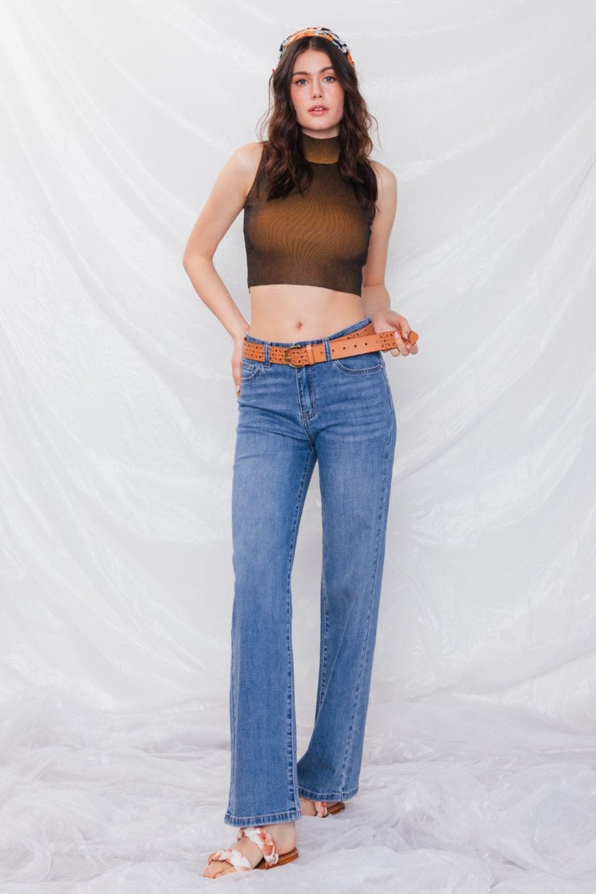 High Rise Wide Leg Straight Jeans-0
