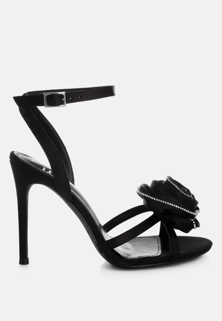 Candela Floral Rhinestone Accent Heel Sandals-5