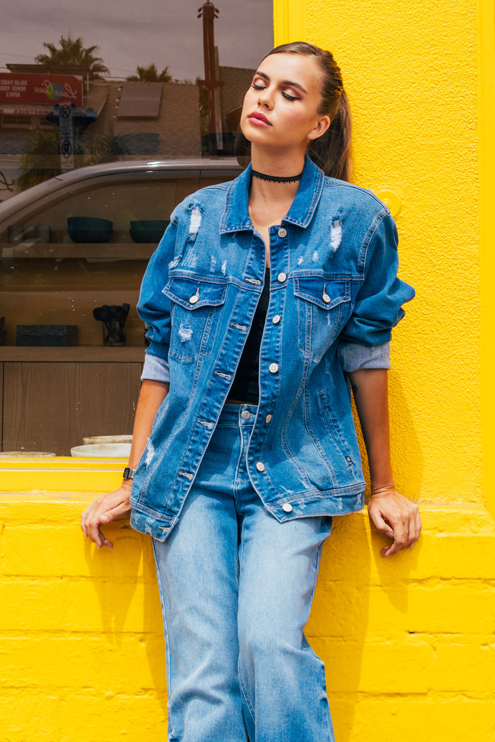Destructed Denim Jacket-0