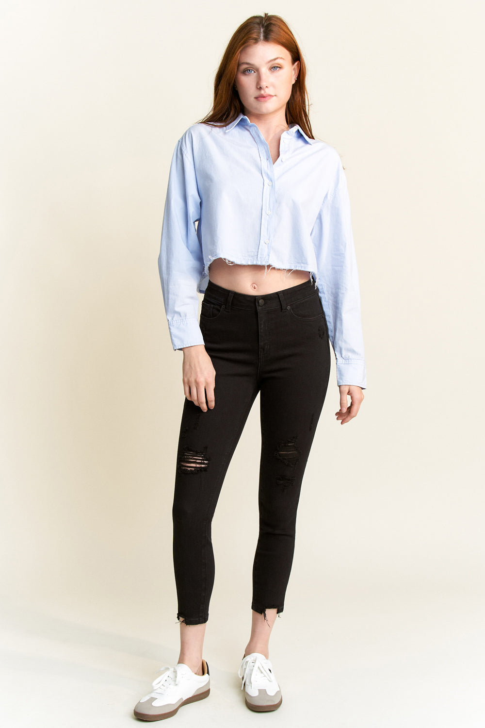 High Rise Distressed Skinny Jeans-2