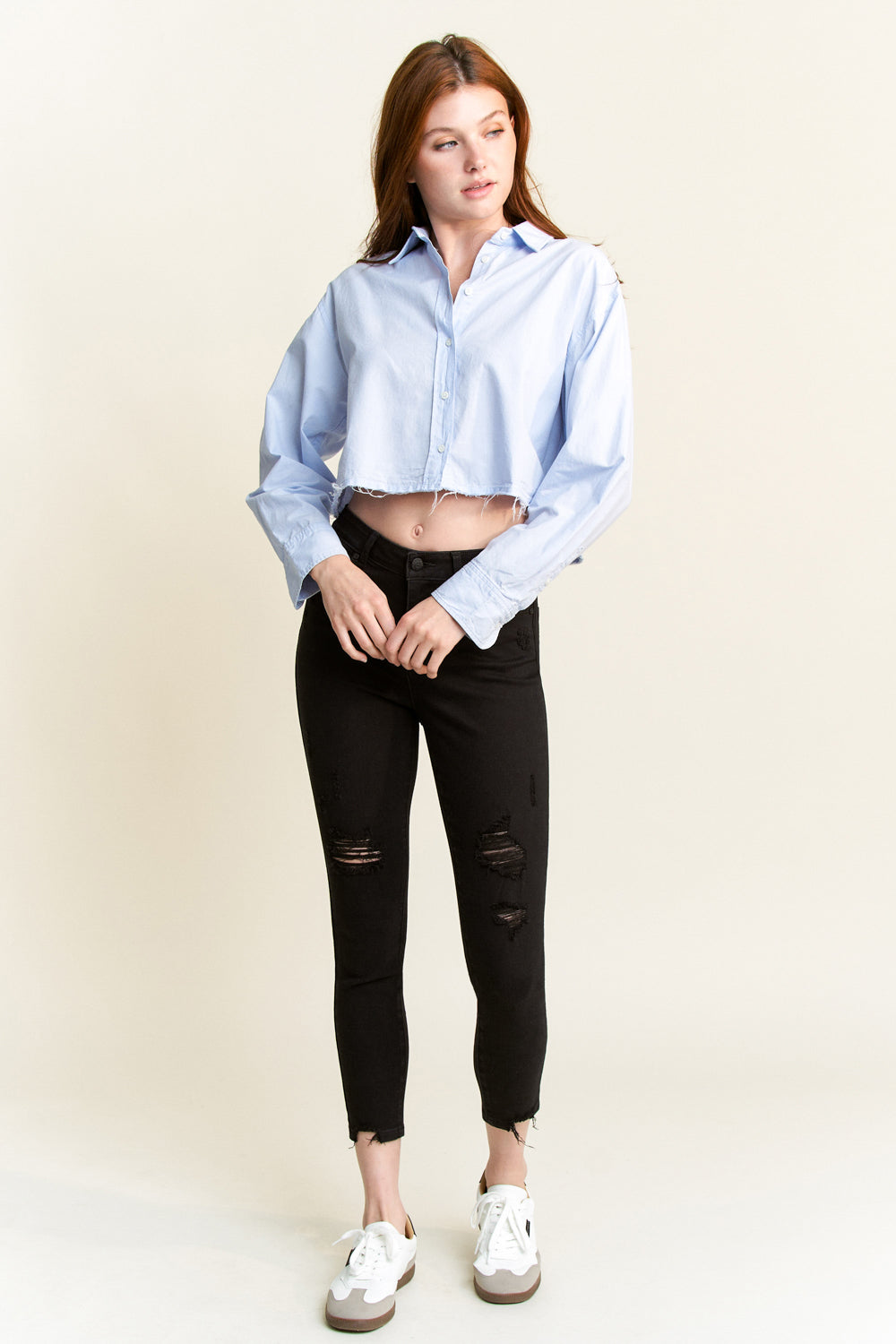 High Rise Distressed Skinny Jeans-3