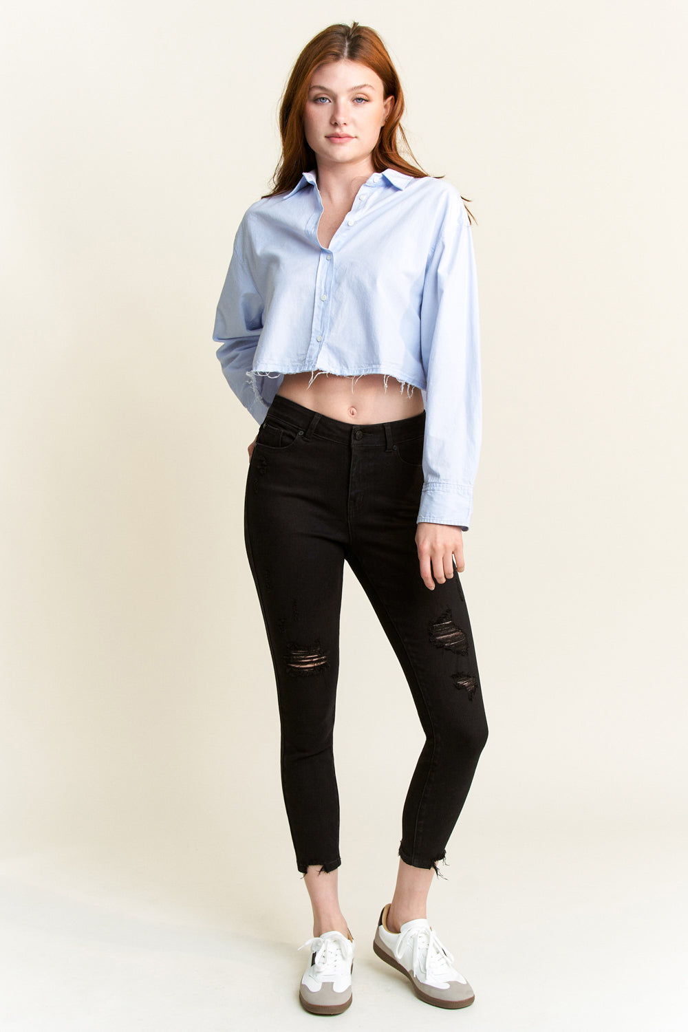 High Rise Distressed Skinny Jeans-1