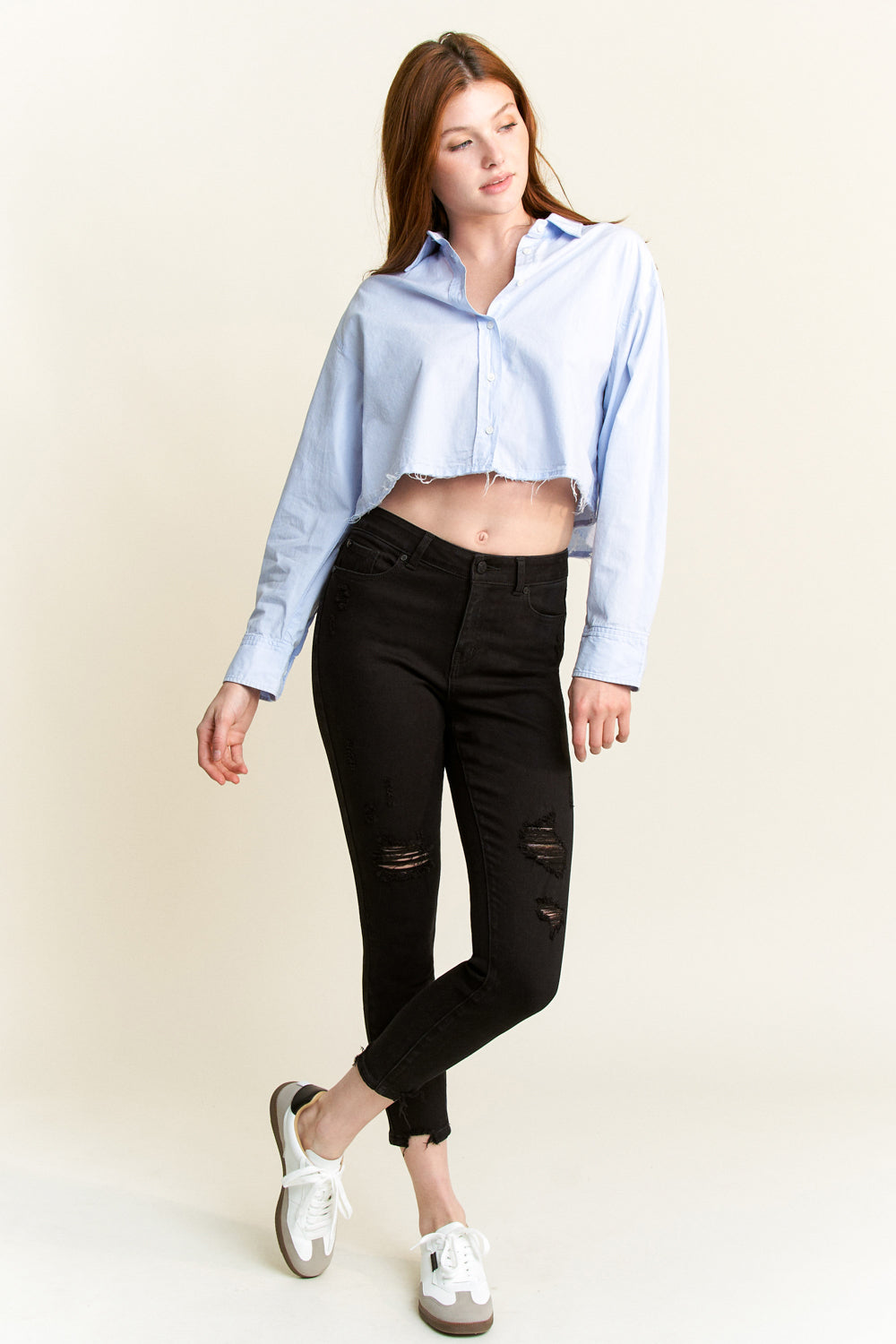 High Rise Distressed Skinny Jeans-4