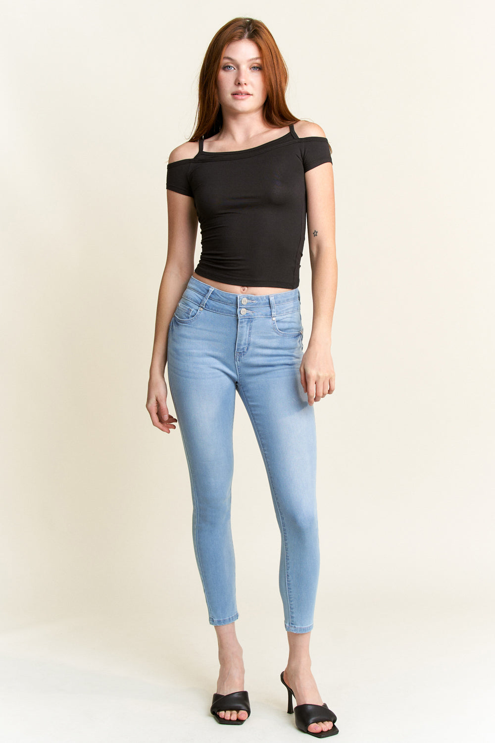 Double Waist High Rise Ankle Skinny Jeans-2