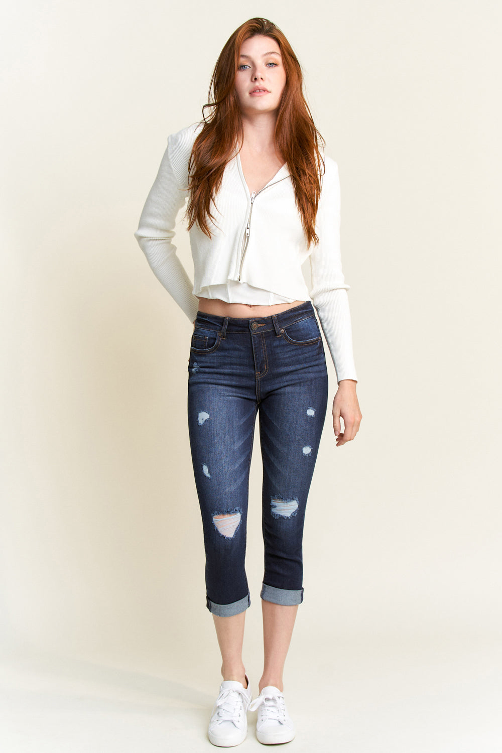 High Rise Cropped Skinny Jeans-0