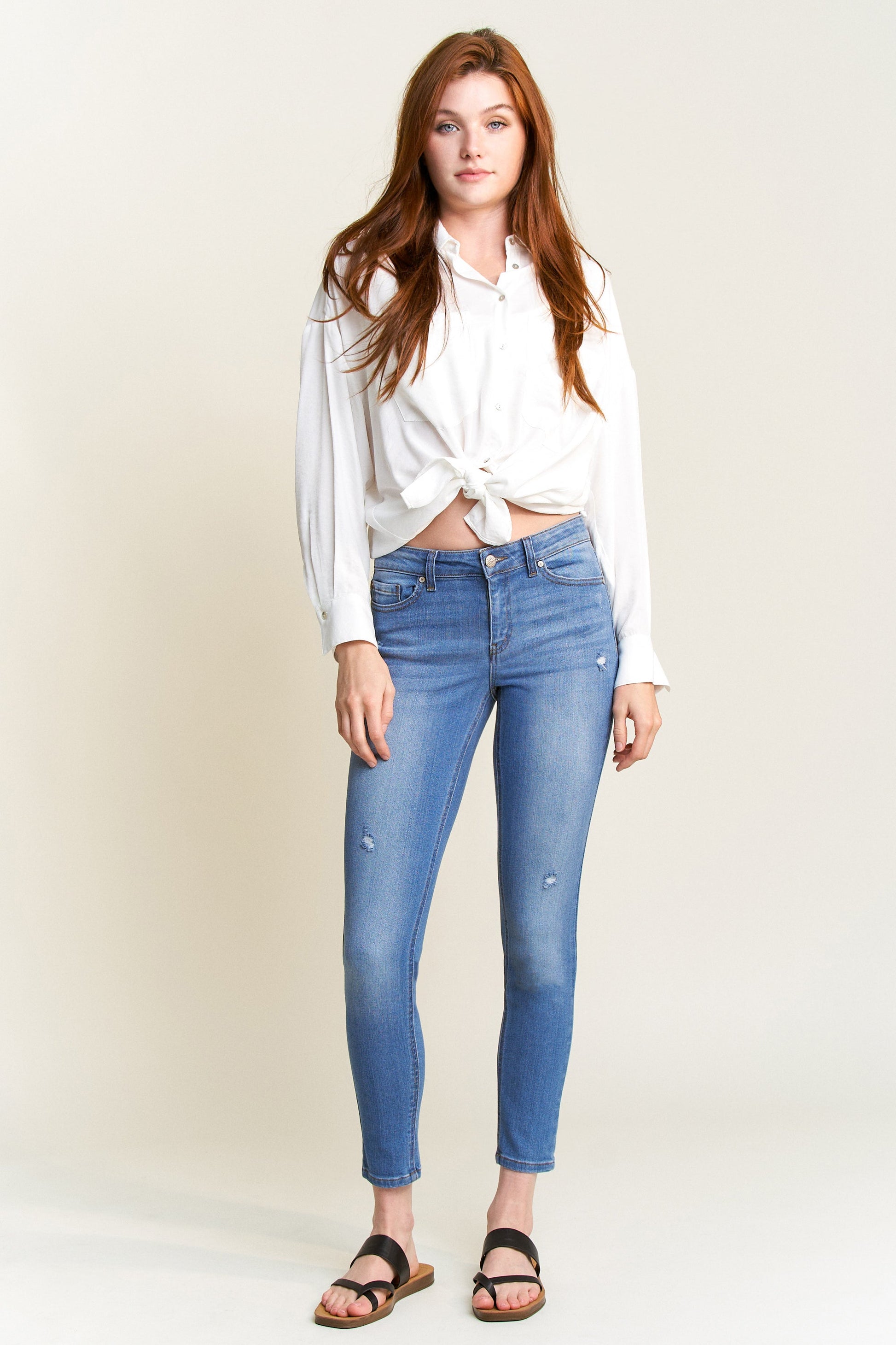 Mid Rise Ankle Skinny Jeans-0