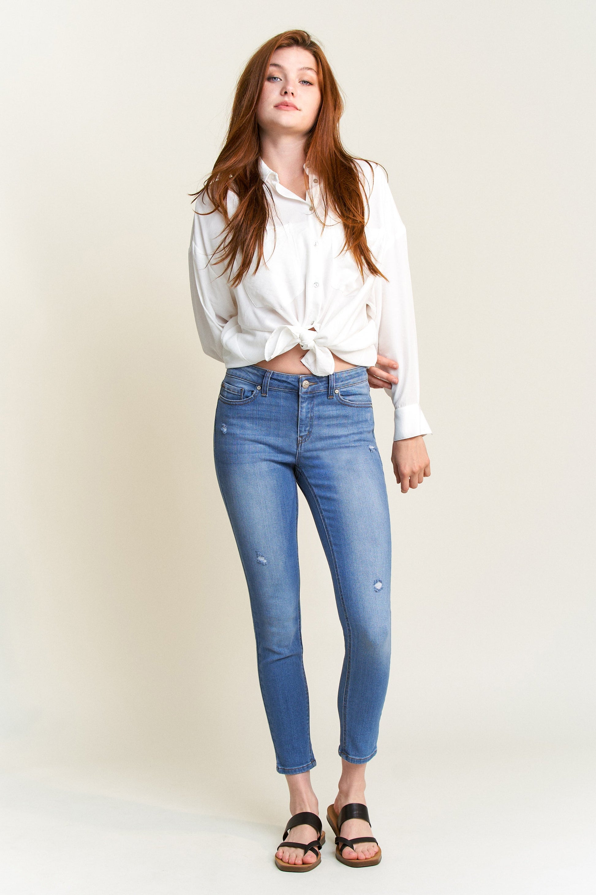 Mid Rise Ankle Skinny Jeans-1