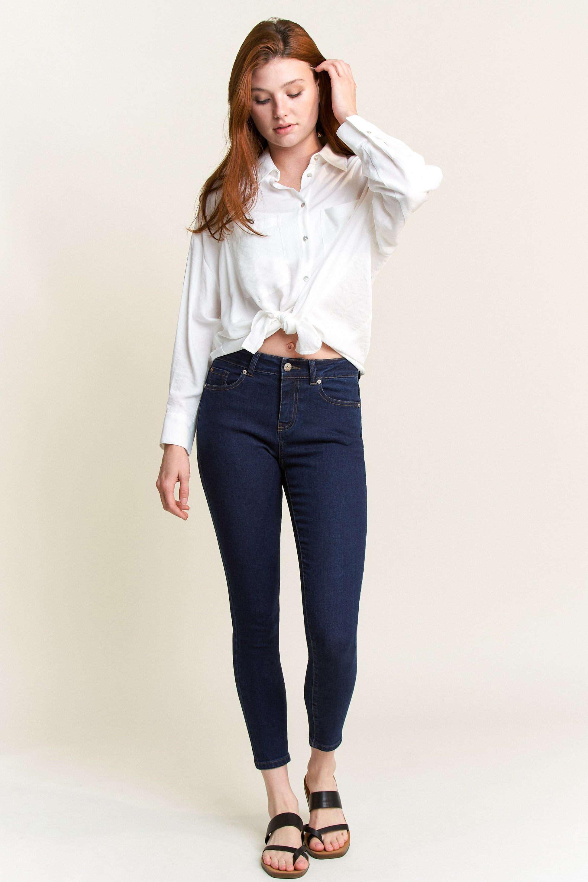 High Rise Classic Ankle Skinny Jeans-0
