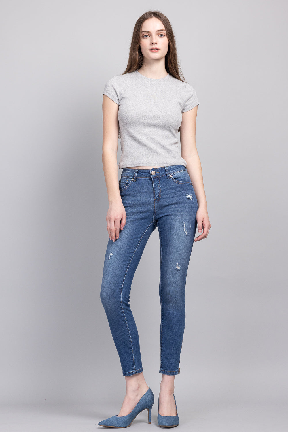 Mid Rise Ankle Skinny Jeans-2