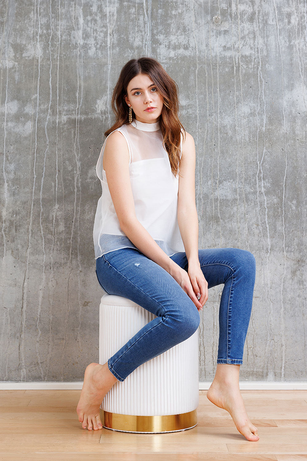 Mid Rise Destructed Ankle Skinny Jeans-2
