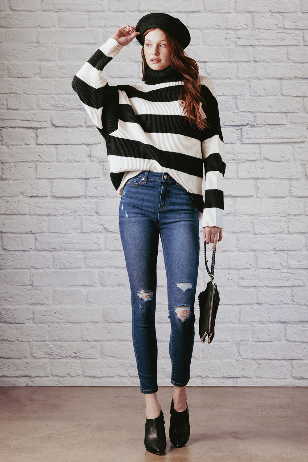 High Rise Destructed Skinny Jeans-2